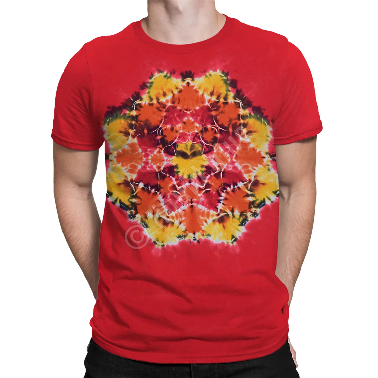 Red Mandala Unprinted Tie-Dye T-Shirt - Image 2