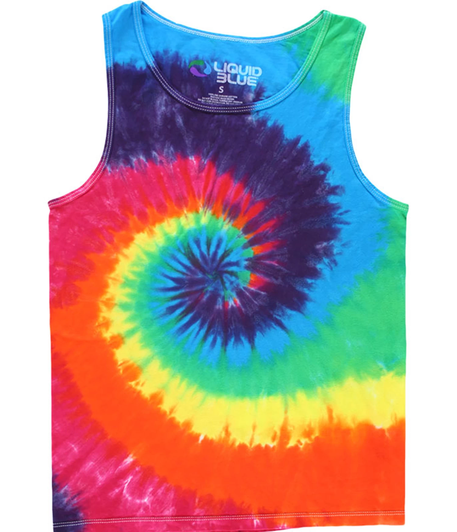 Rainbow Spiral Unprinted Tie-Dye Tank Top T-Shirt