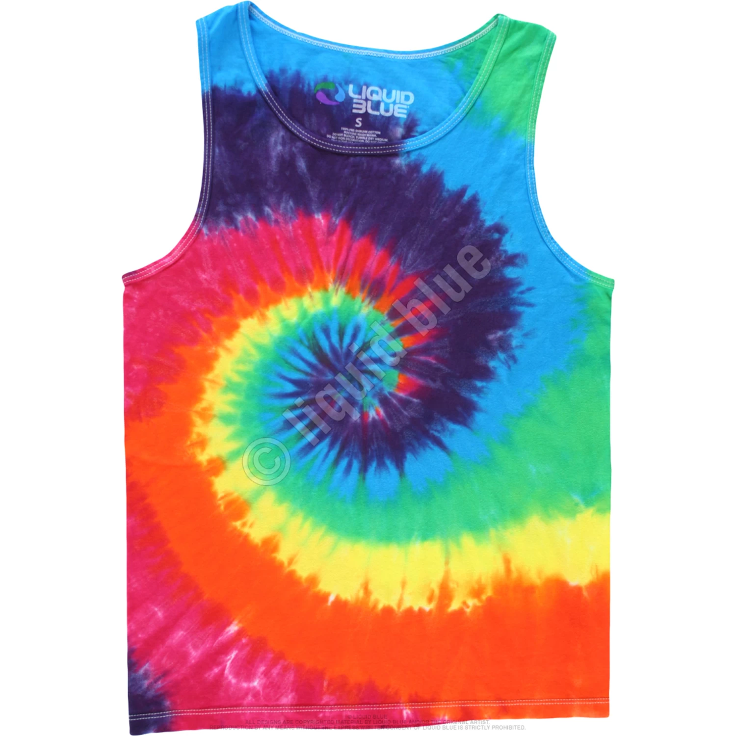 Rainbow Spiral Unprinted Tie-Dye Tank Top T-Shirt - Image 2