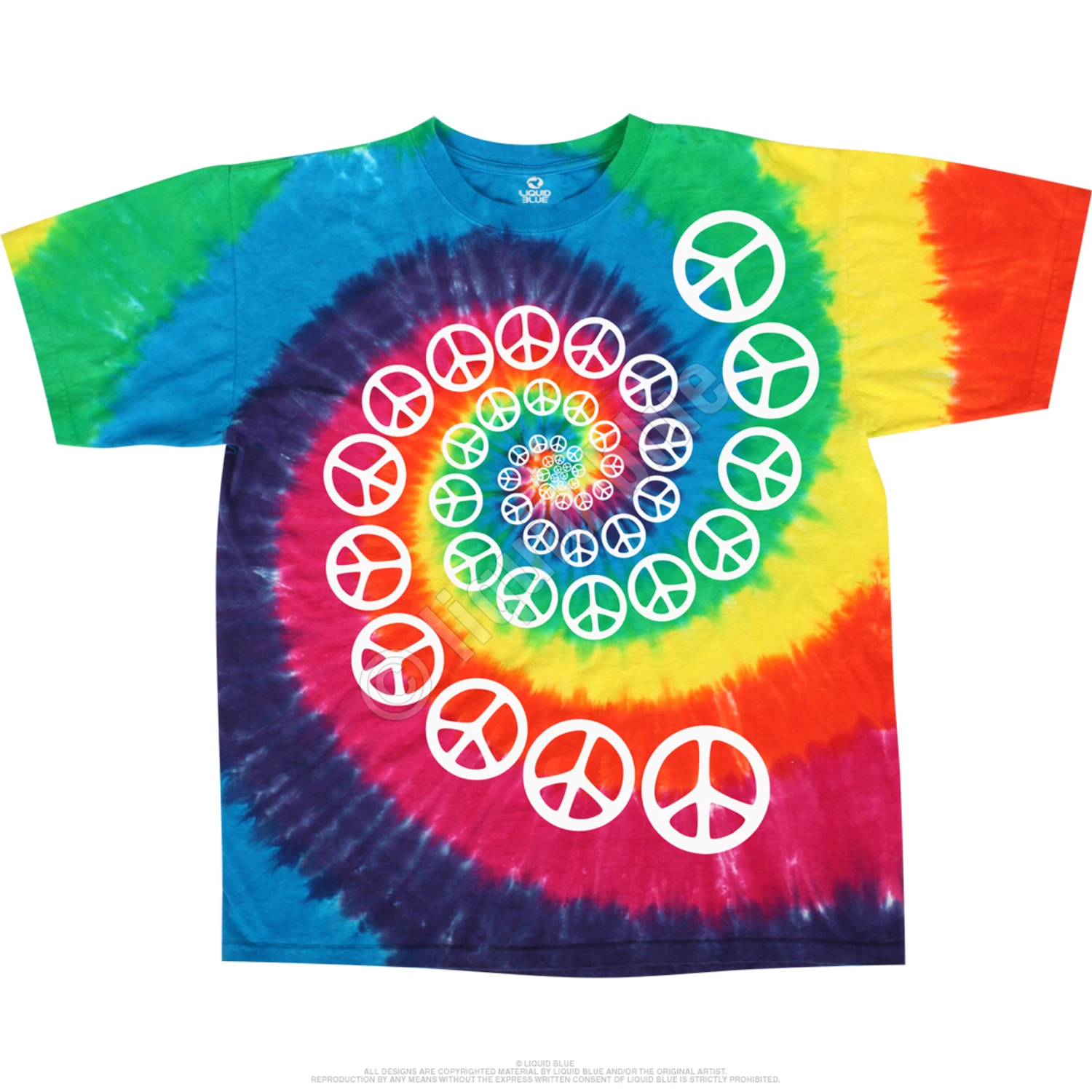 Rainbow Spiral Peace Tie-Dye T-Shirt - Image 2