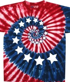 Stars And Stripes Spiral Tie-Dye T-Shirt