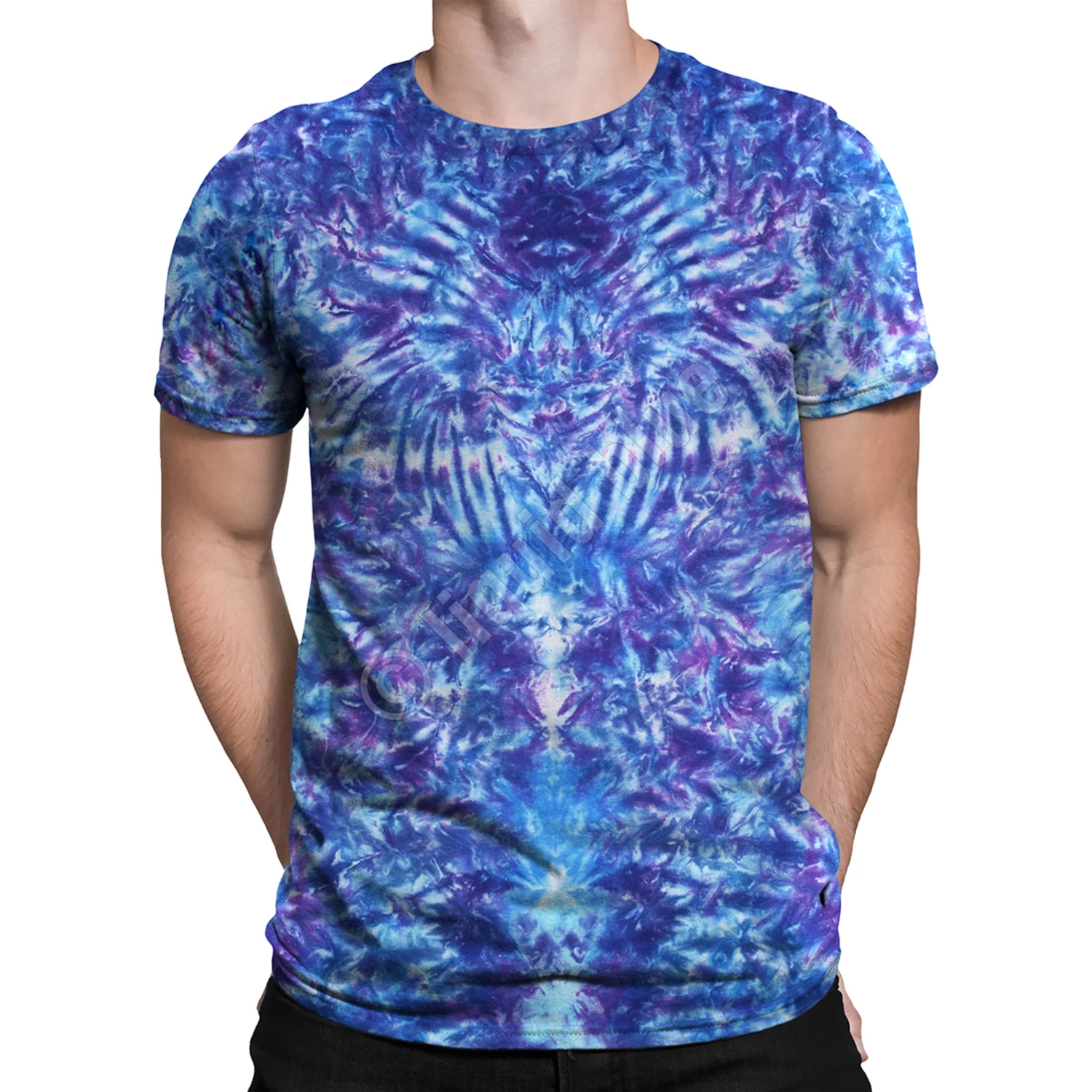Crazy Blue Krinkle Unprinted Tie-Dye T-Shirt - Image 2