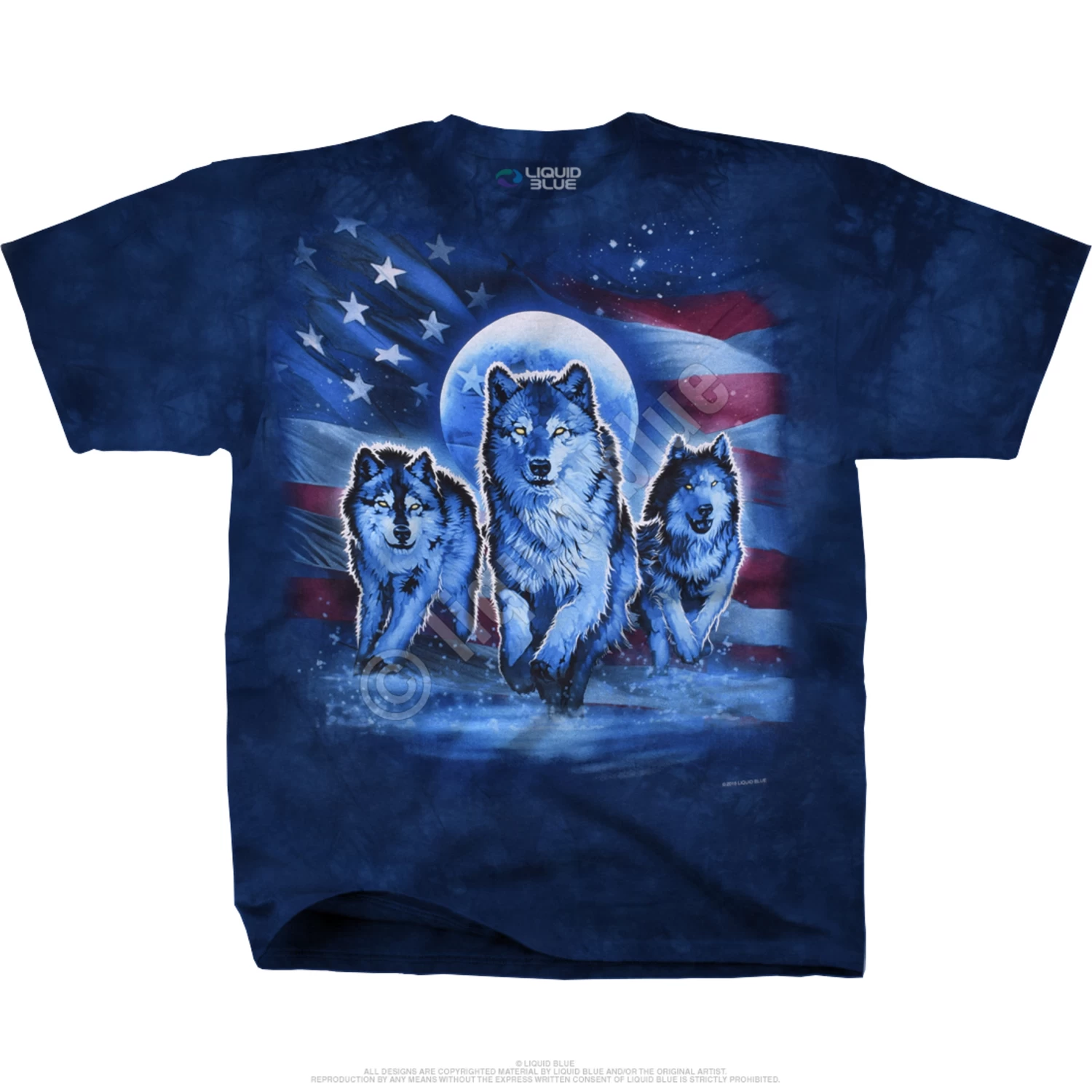 Patriotic Wolf Pack Tie-Dye T-Shirt - Image 2