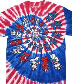 Spiral Patriotic Bears Tie-Dye T-Shirt