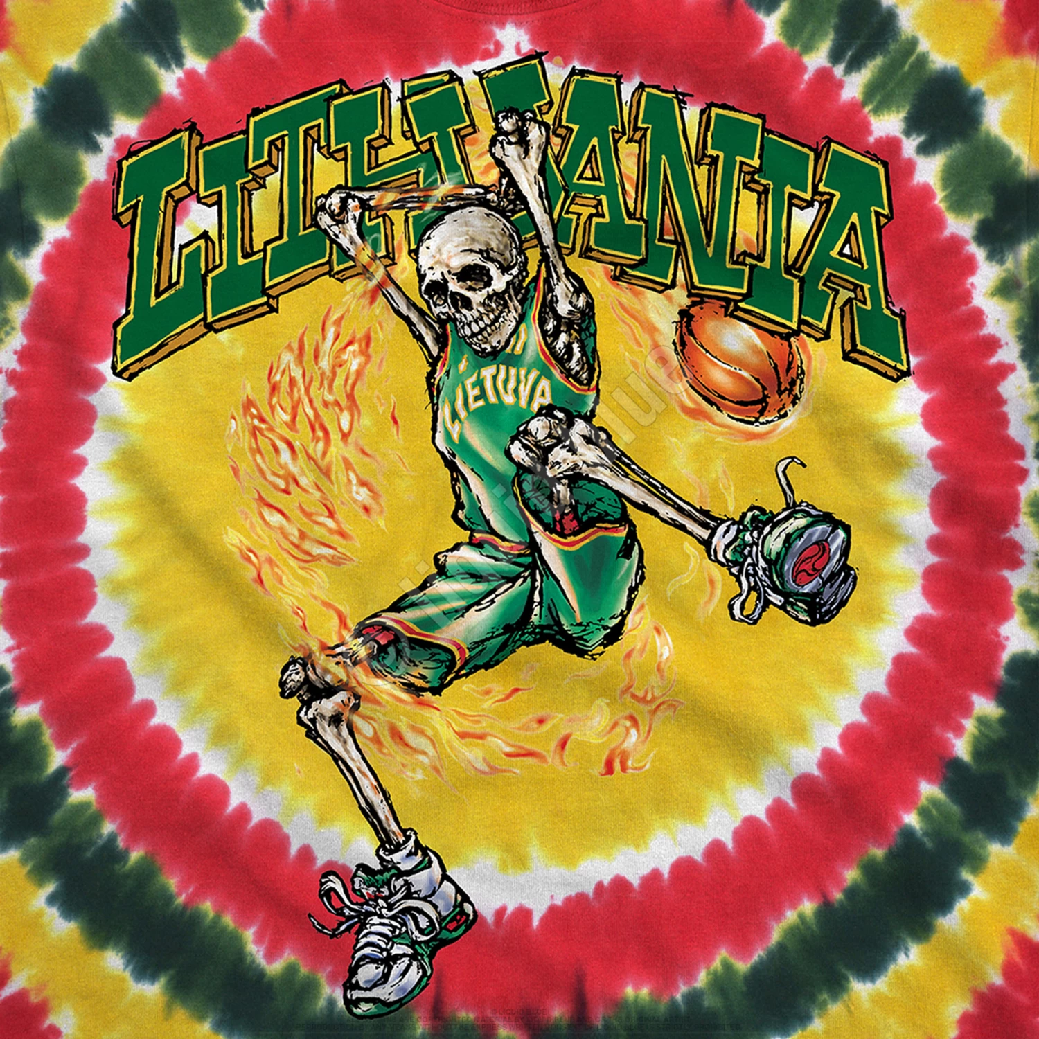 Lithuania Basketball Tie-Dye T-Shirt - Image 4