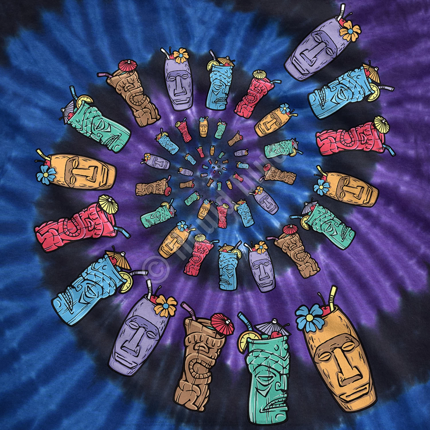 Tiki Spiral Tie-Dye T-Shirt - Image 3