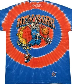 New York Dunker Basketball Skeleton Tie-Dye T-Shirt