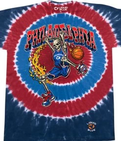 Philadelphia Dunker Basketball Skeleton Tie-Dye T-Shirt