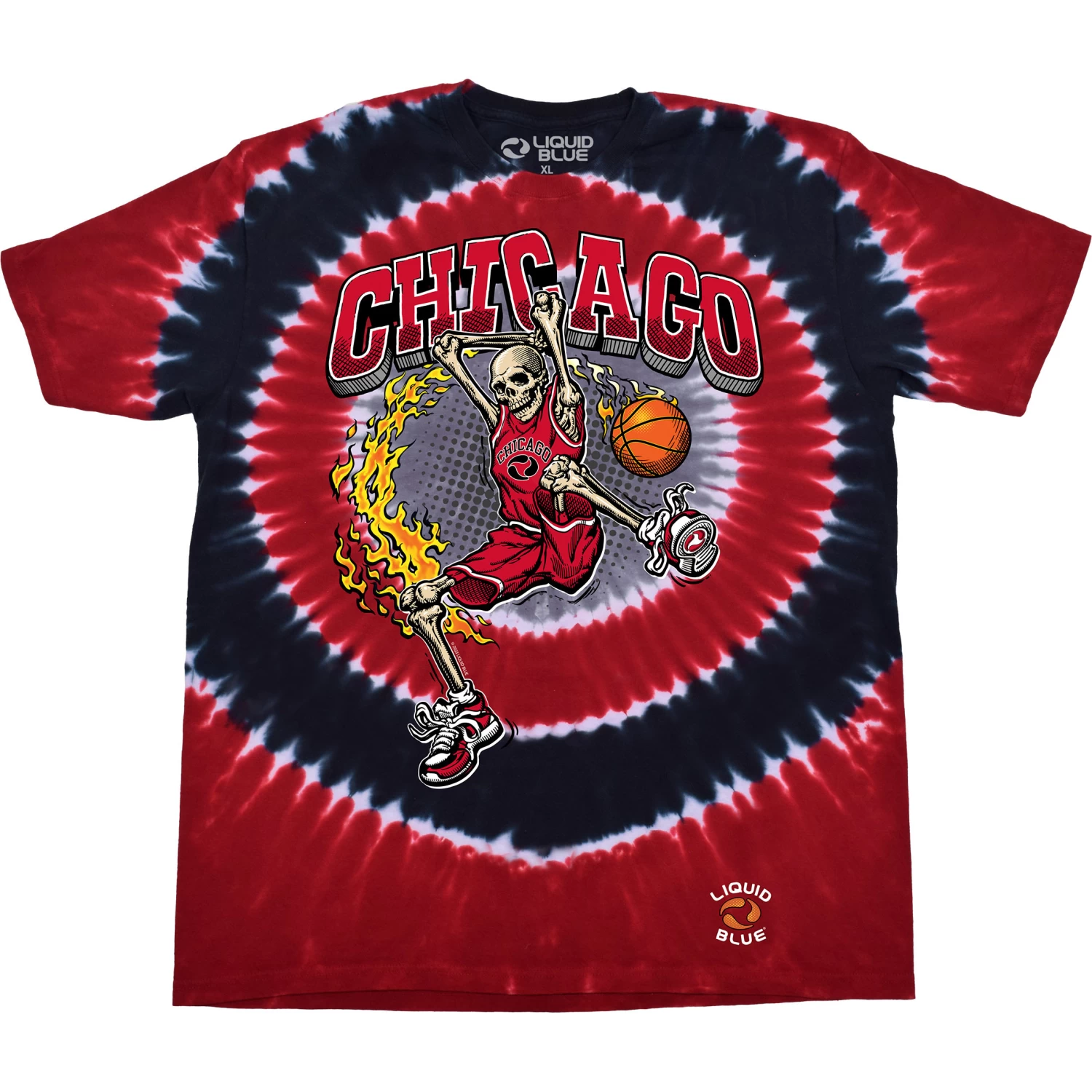Chicago Dunker Basketball Skeleton Tie-Dye T-Shirt - Image 2