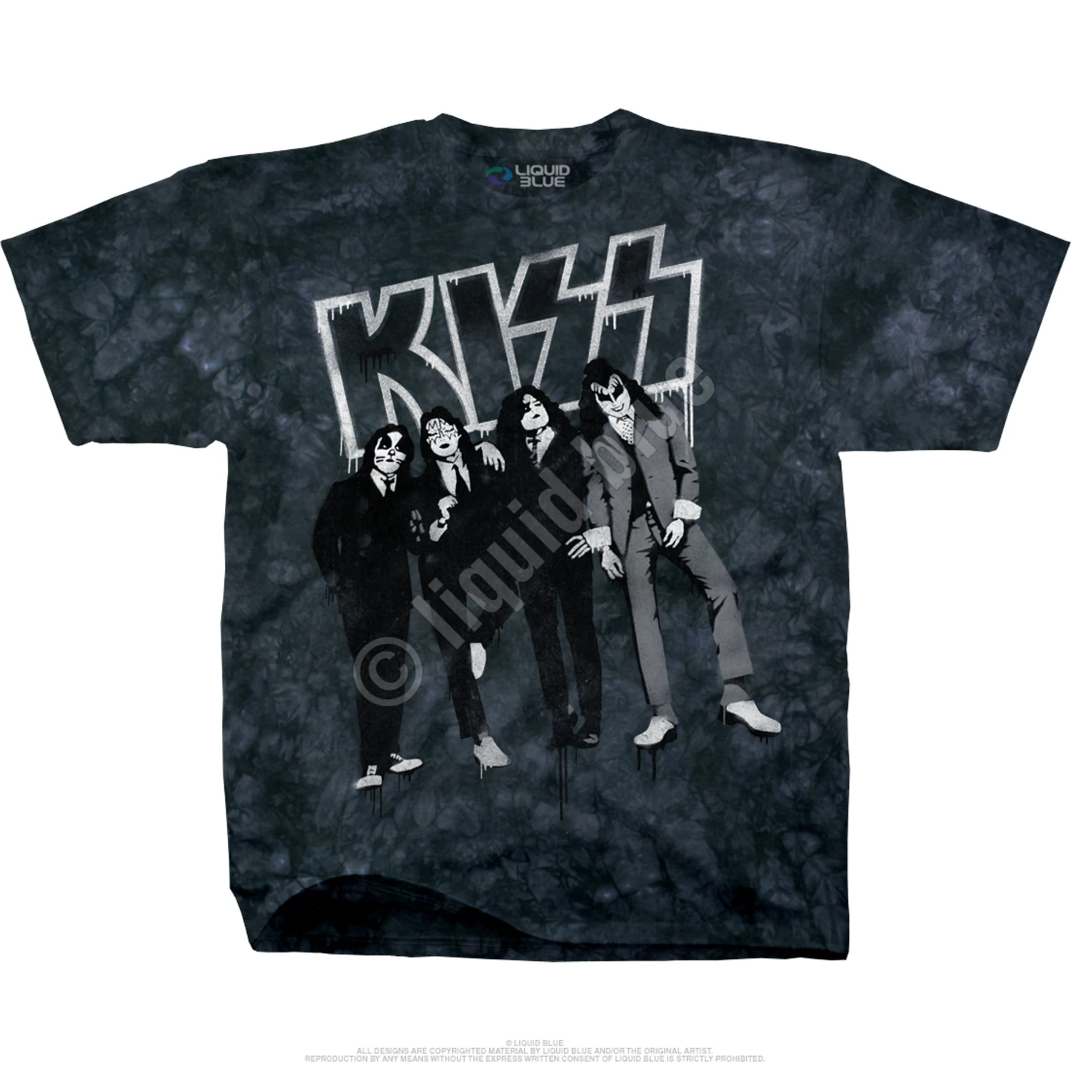 KISS Dressed To Kill Stencil Tie-Dye T-Shirt - Image 2