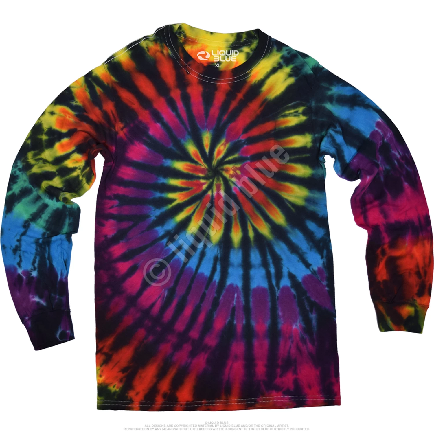 Rainbow Spiral Streak Unprinted Tie-Dye Long Sleeve T-Shirt - Image 2