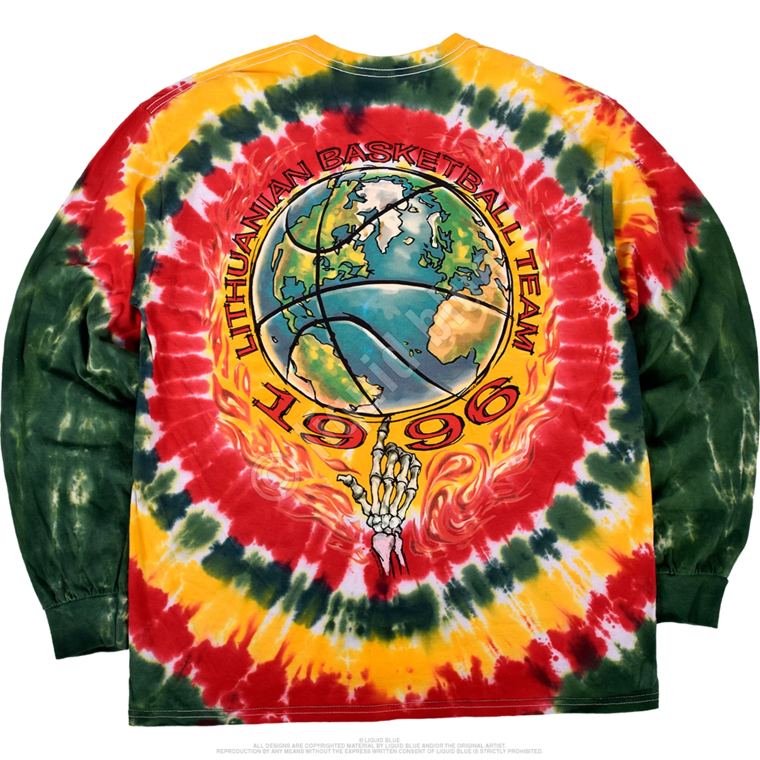 Lithuania Basketball Tie-Dye Long Sleeve T-Shirt - Image 3