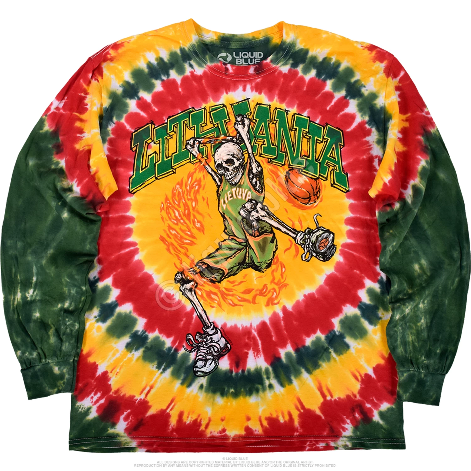 Lithuania Basketball Tie-Dye Long Sleeve T-Shirt - Image 2