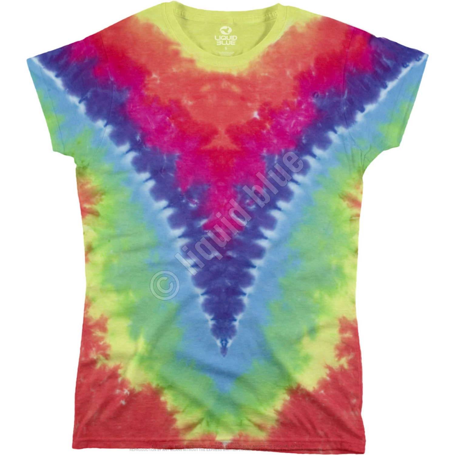 Rainbow V Unprinted Juniors Long Length Tie-Dye T-Shirt - Image 2