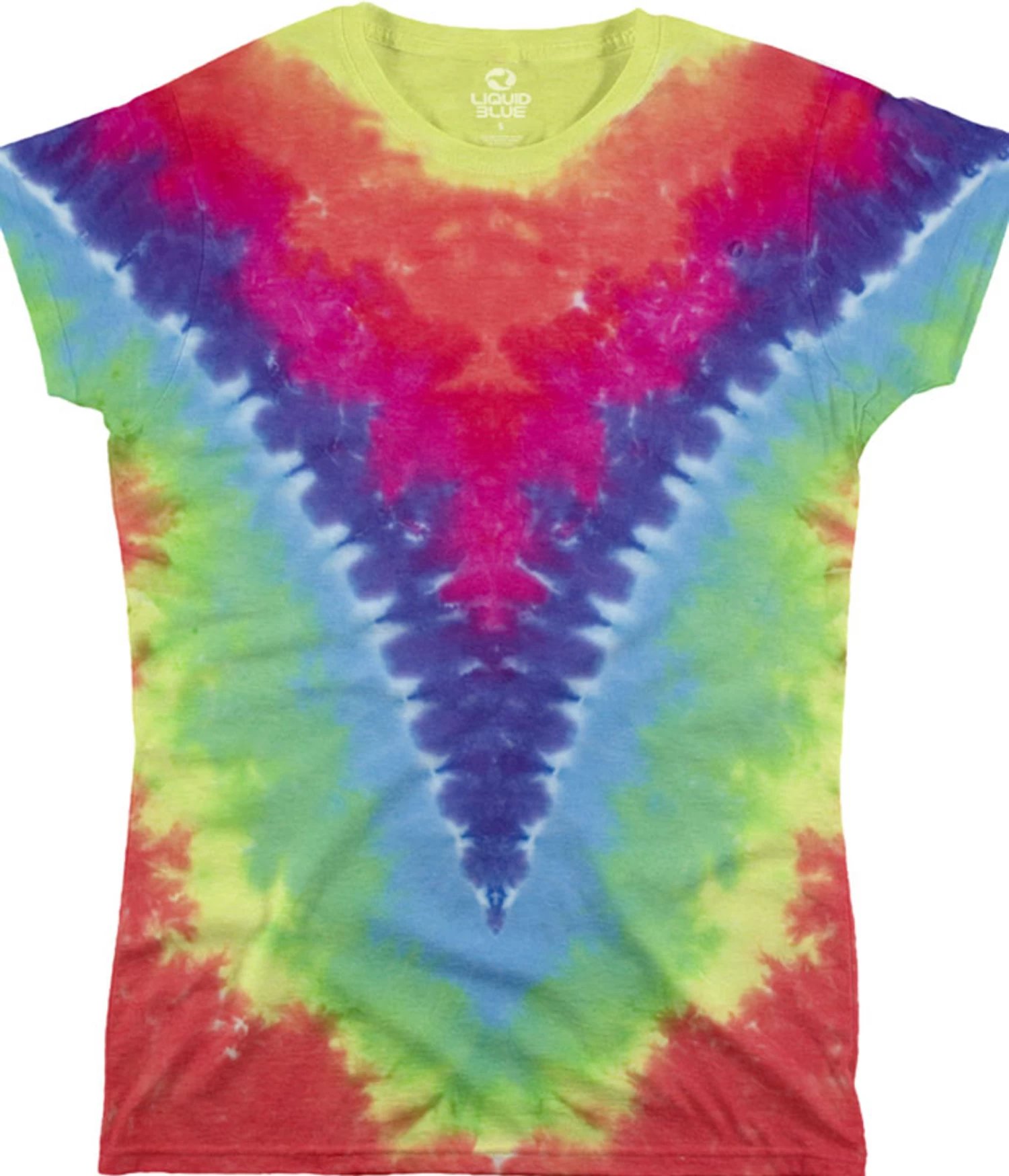 Rainbow V Unprinted Juniors Long Length Tie-Dye T-Shirt
