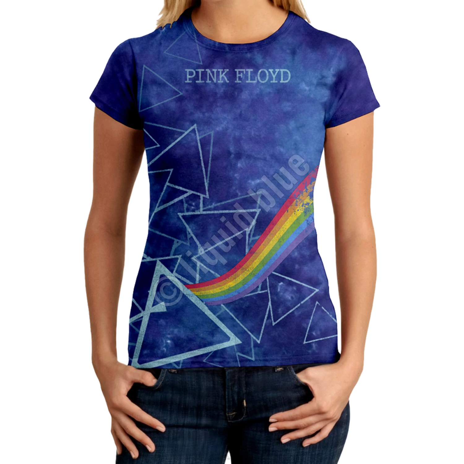 Pink Floyd Prisms Tie-Dye Juniors Long Length T-Shirt - Image 2