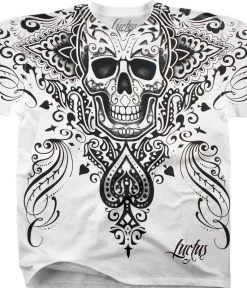 Spade Skull White Athletic T-Shirt