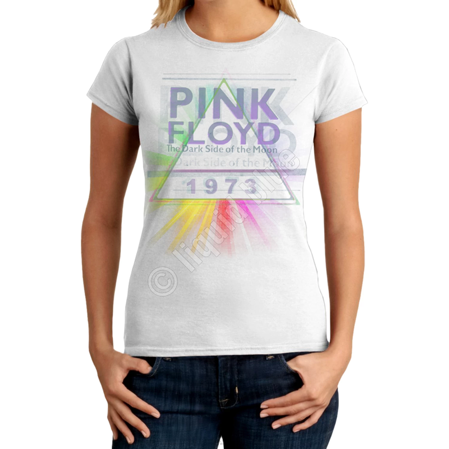 Pink Floyd Dark Side Mist White Juniors Long Length T-Shirt - Image 2