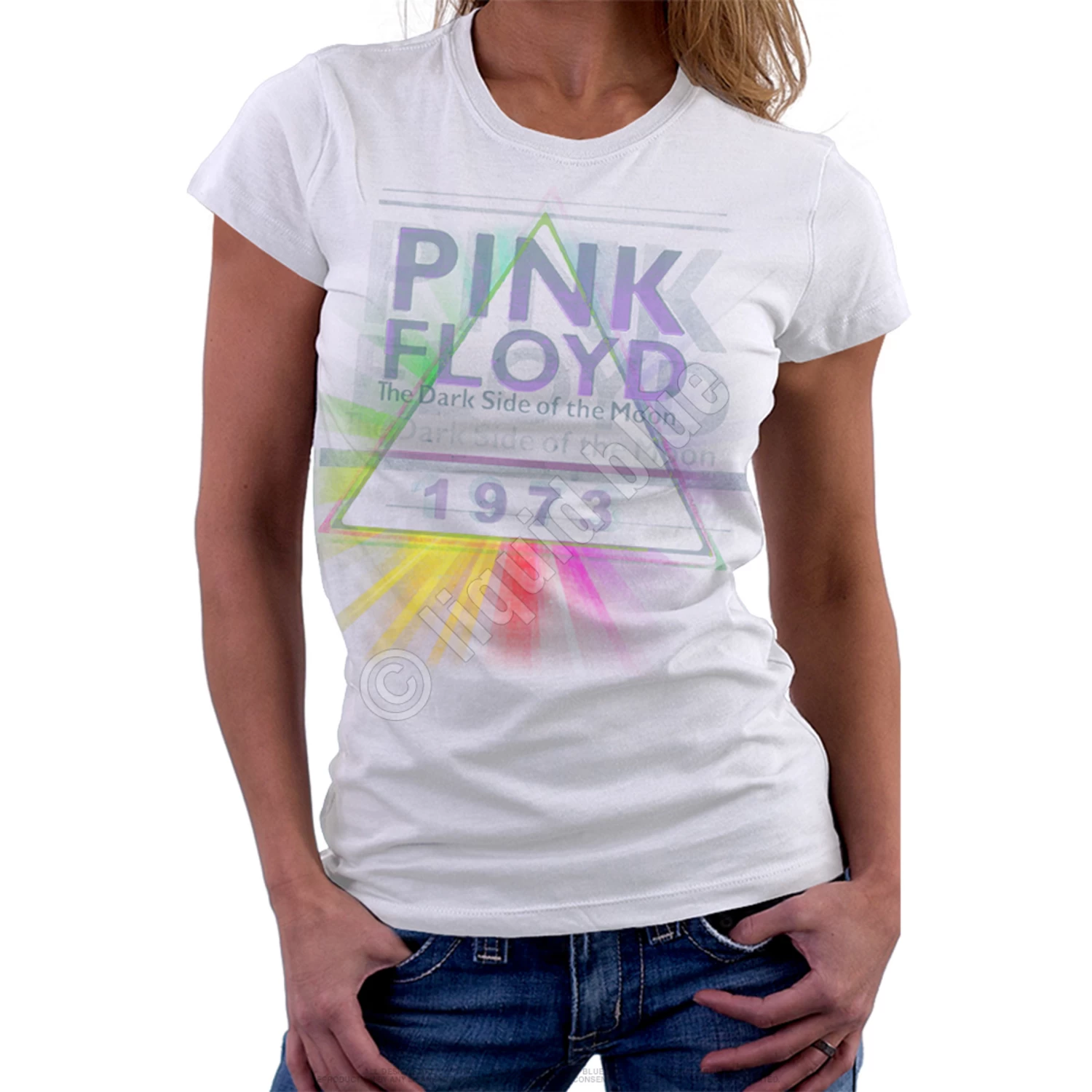 Pink Floyd Dark Side Mist White Womens Long Length T-Shirt - Image 2