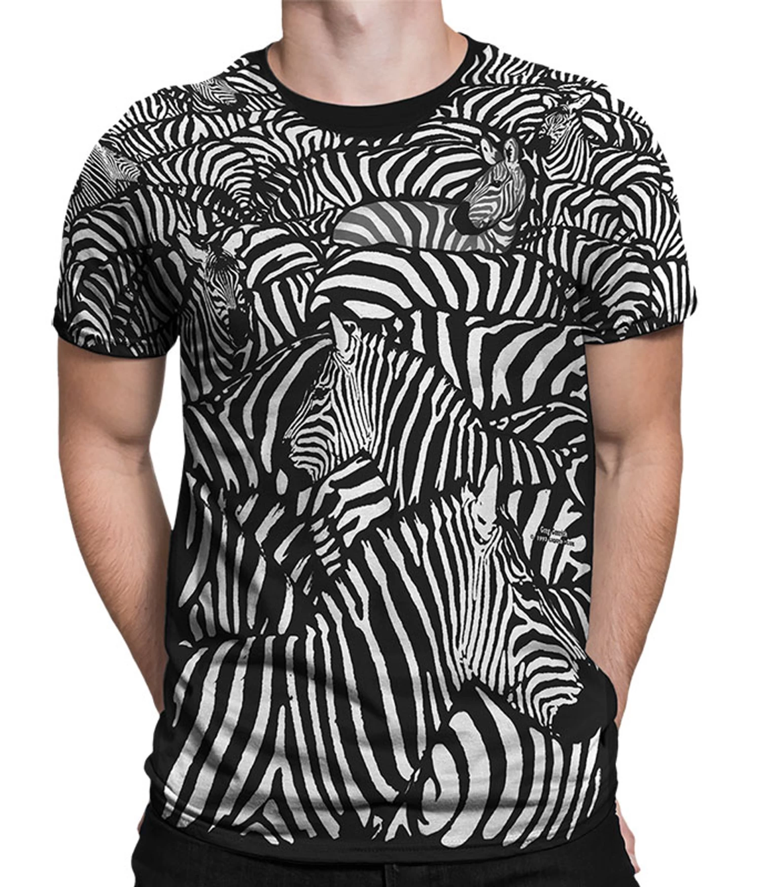 White Zebra Black T-Shirt