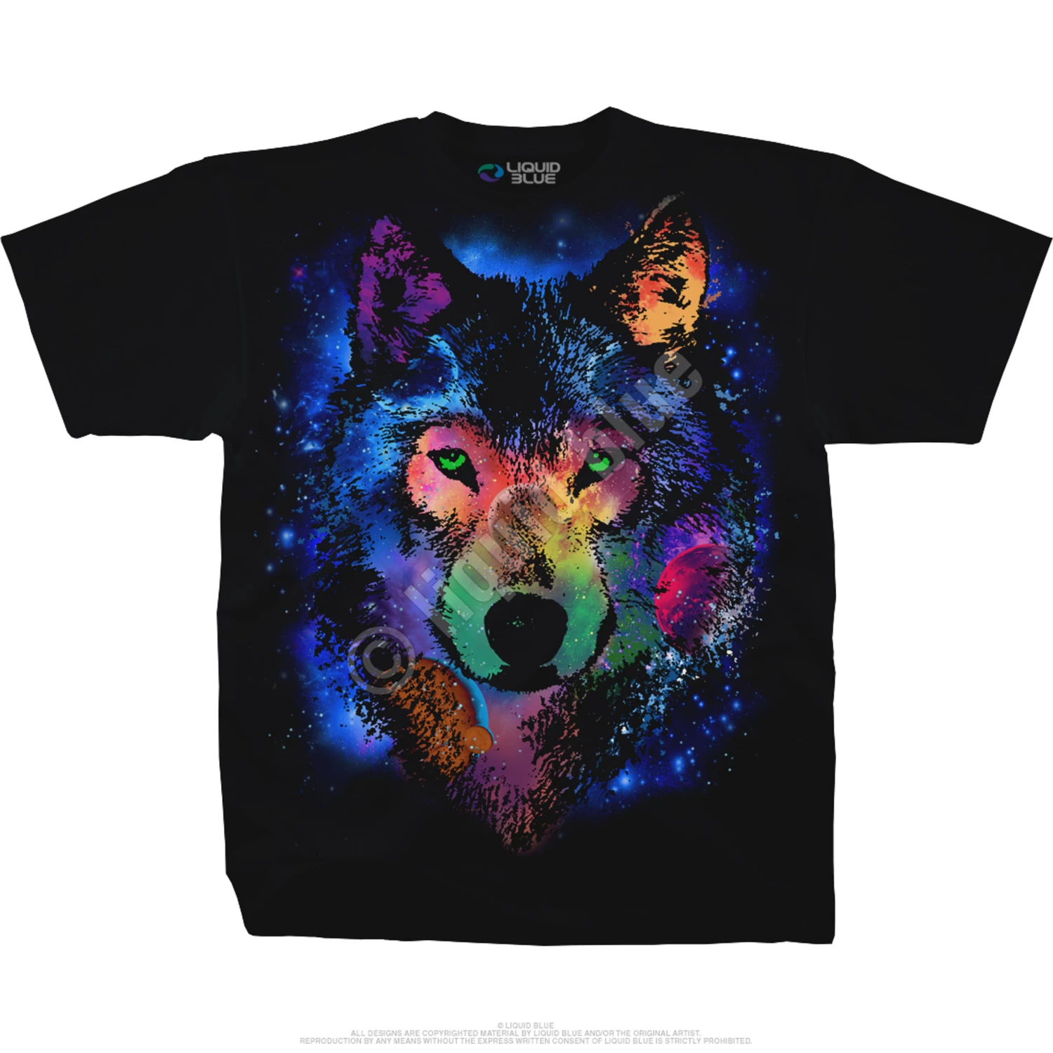 Cosmic Wolf Black T-Shirt - Image 2
