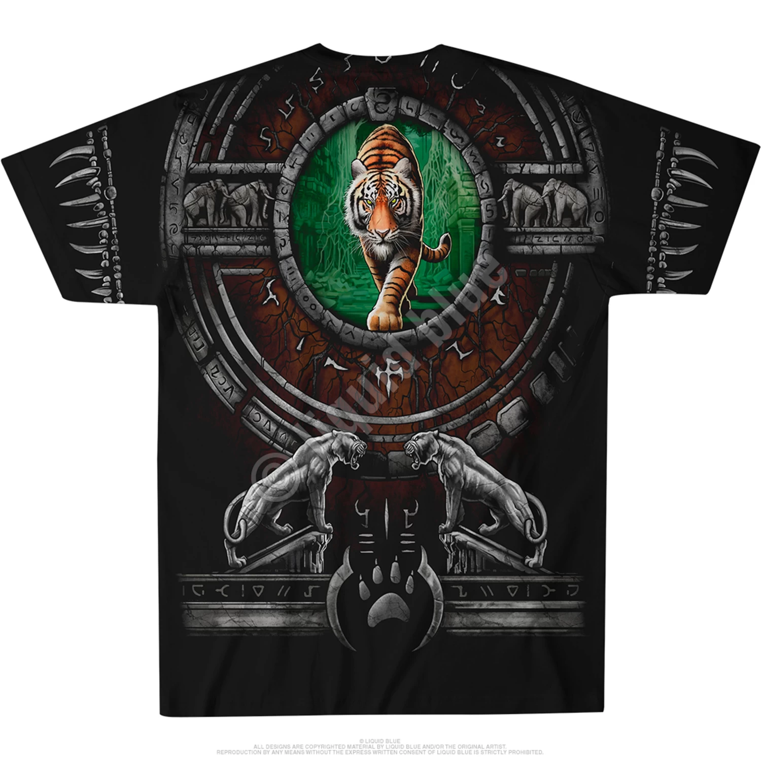Tribal Tiger Black T-Shirt - Image 3