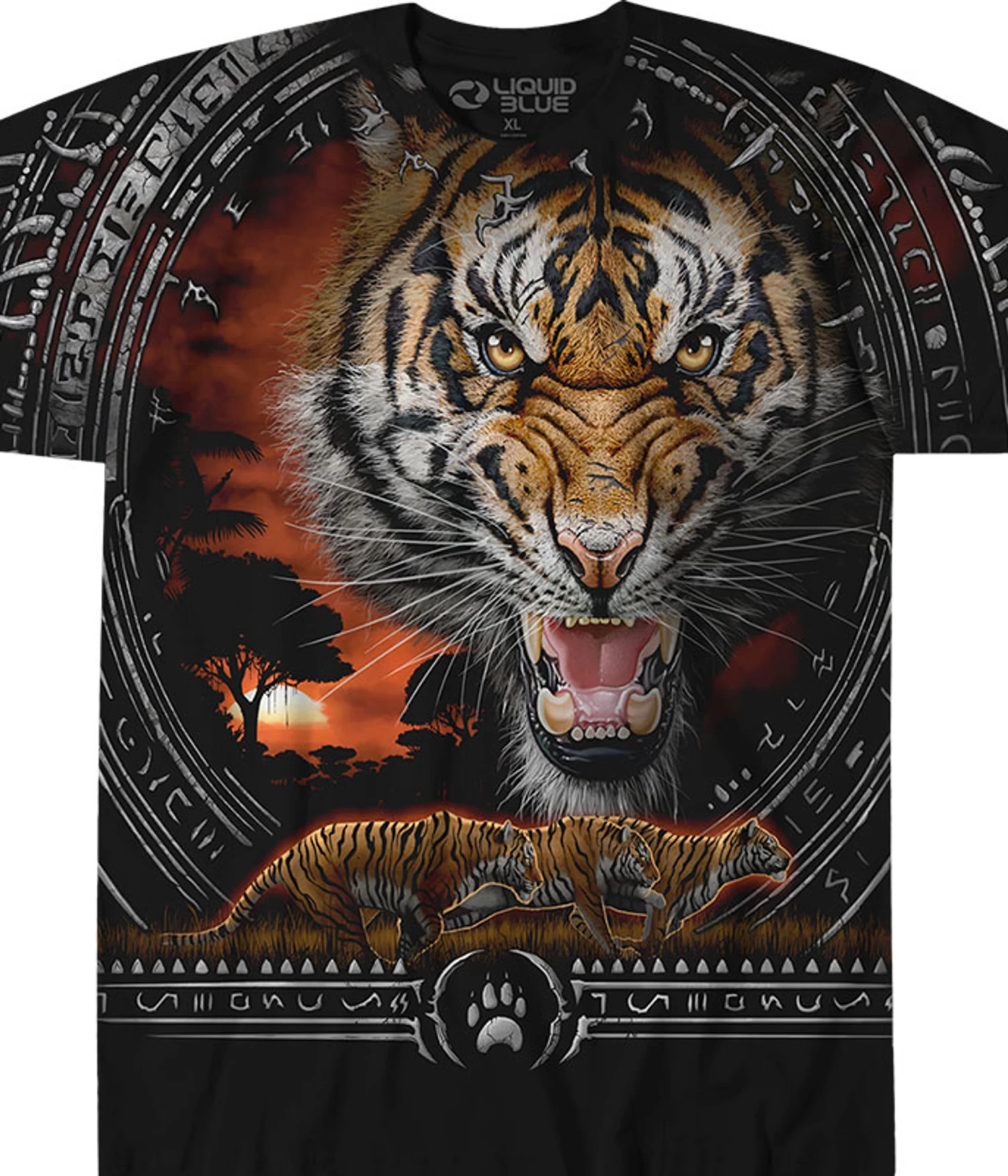 Tribal Tiger Black T-Shirt