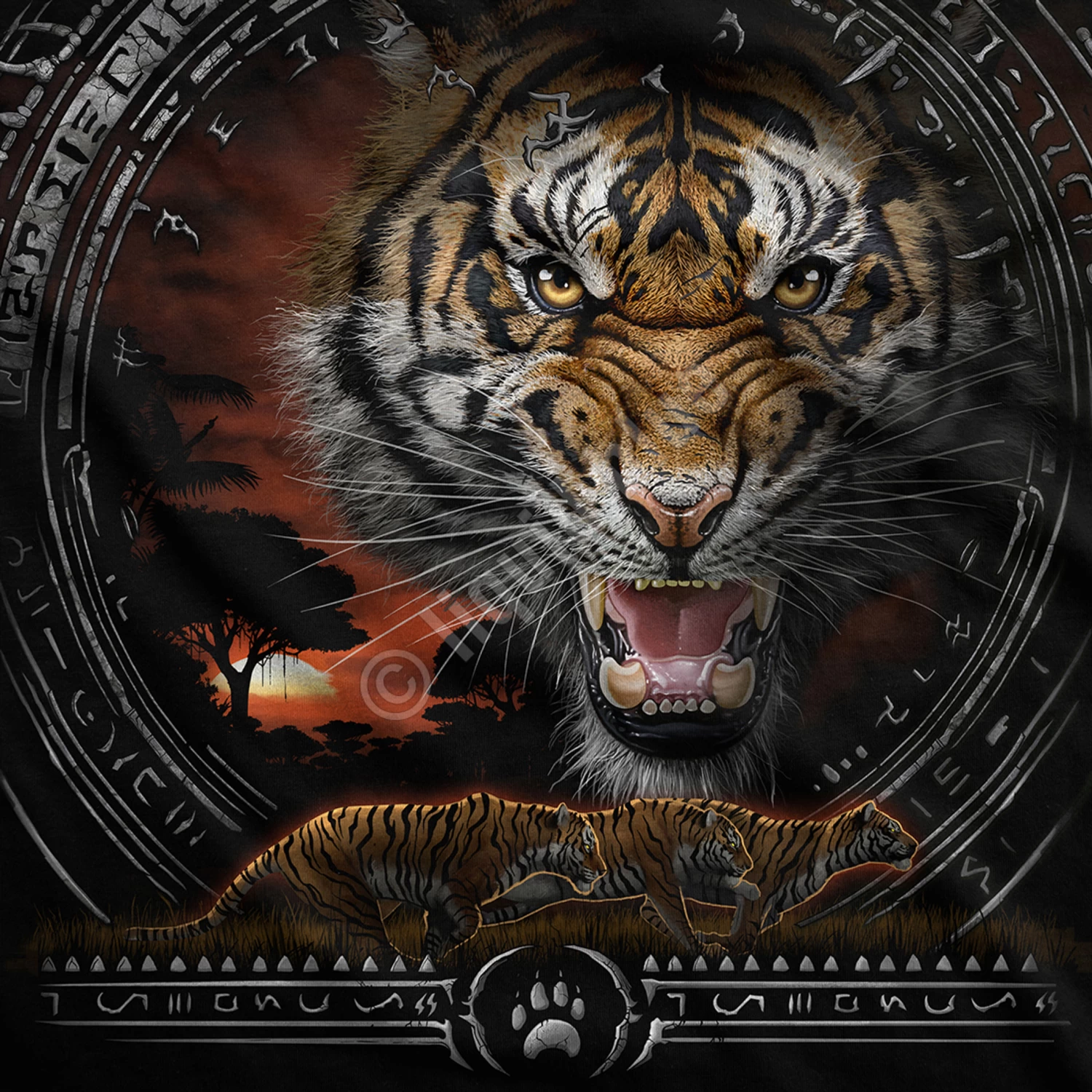 Tribal Tiger Black T-Shirt - Image 4