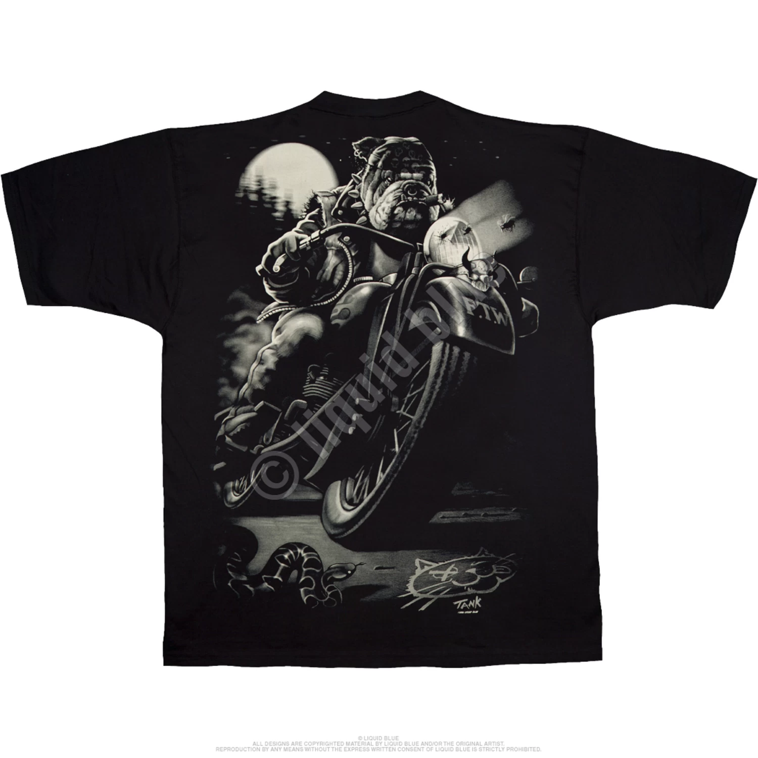 Cats Suck Biker Black T-Shirt - Image 3