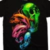 Liquid Neon Skulls Black T-Shirt