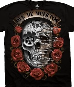 Dia De Muertos Skull Black T-Shirt