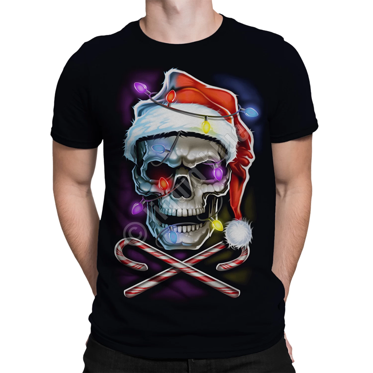 Skull And Cross Canes Black T-Shirt - Image 2