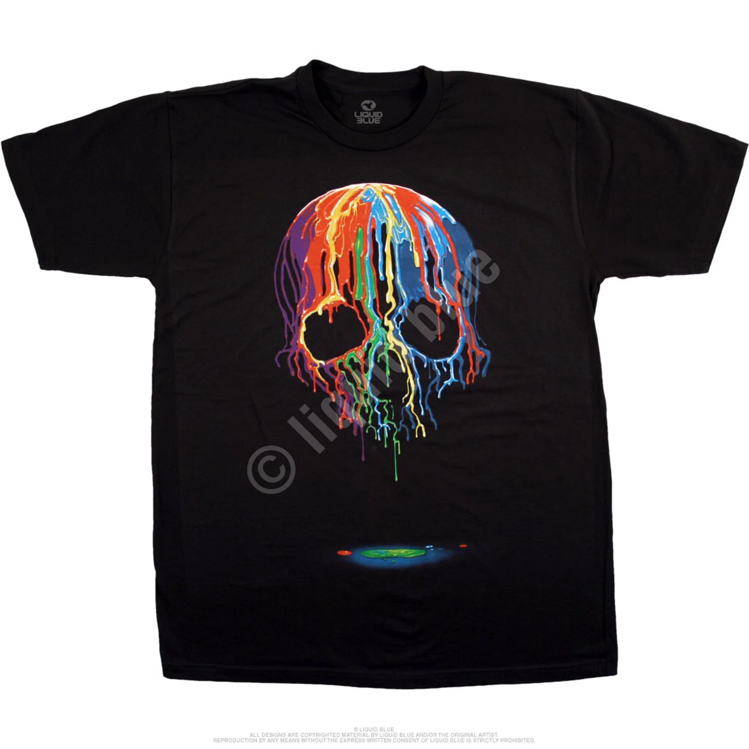 Melting Skull Black Athletic T-Shirt - Image 2