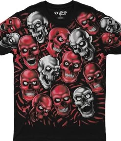 Skull Pile Red Grey Black Athletic T-Shirt