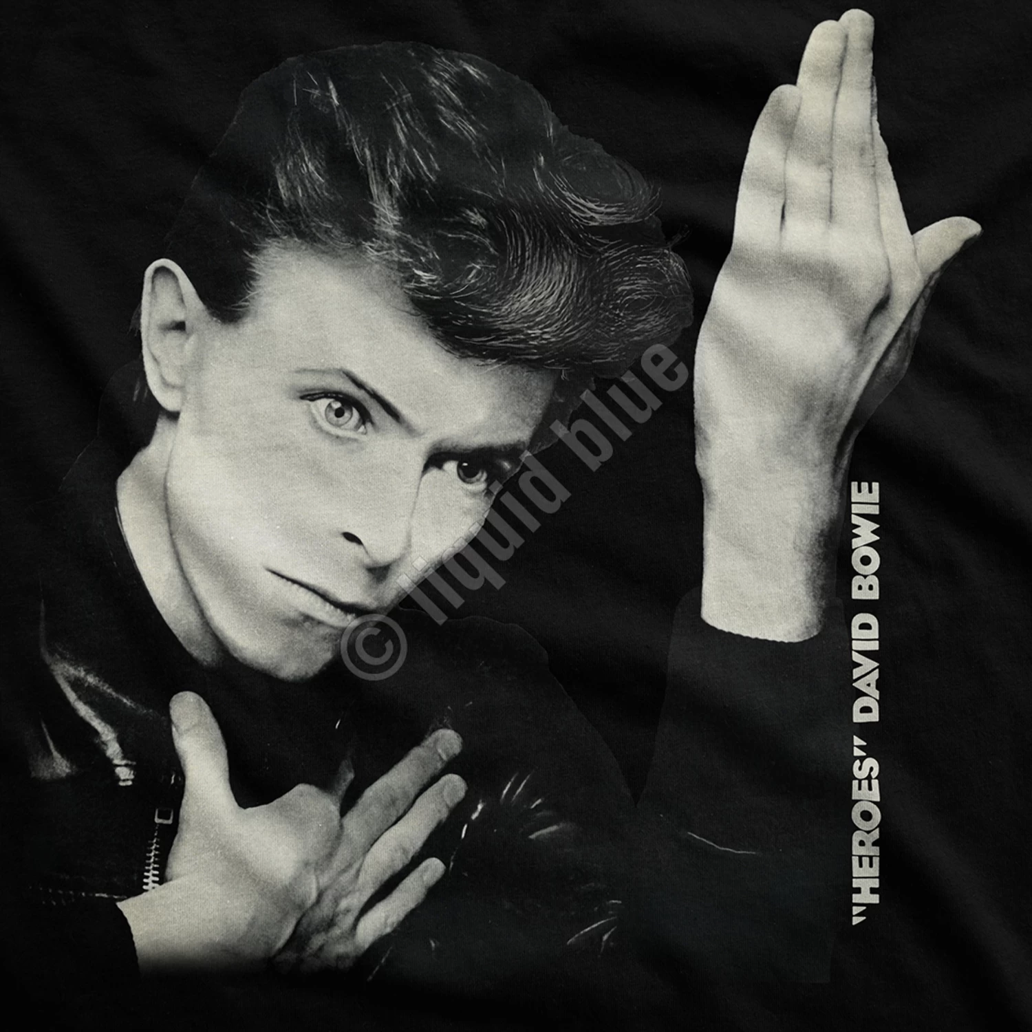 DAVID BOWIE Heroes Black Athletic T-Shirt - Image 4