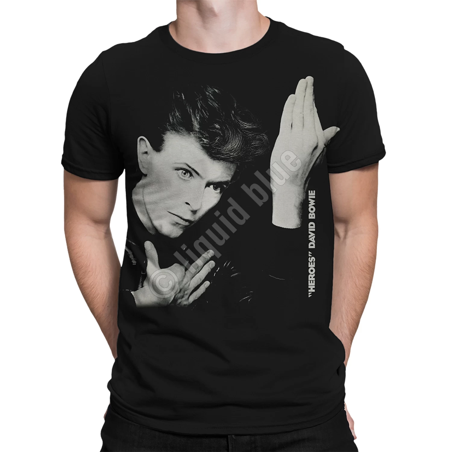 DAVID BOWIE Heroes Black Athletic T-Shirt - Image 2