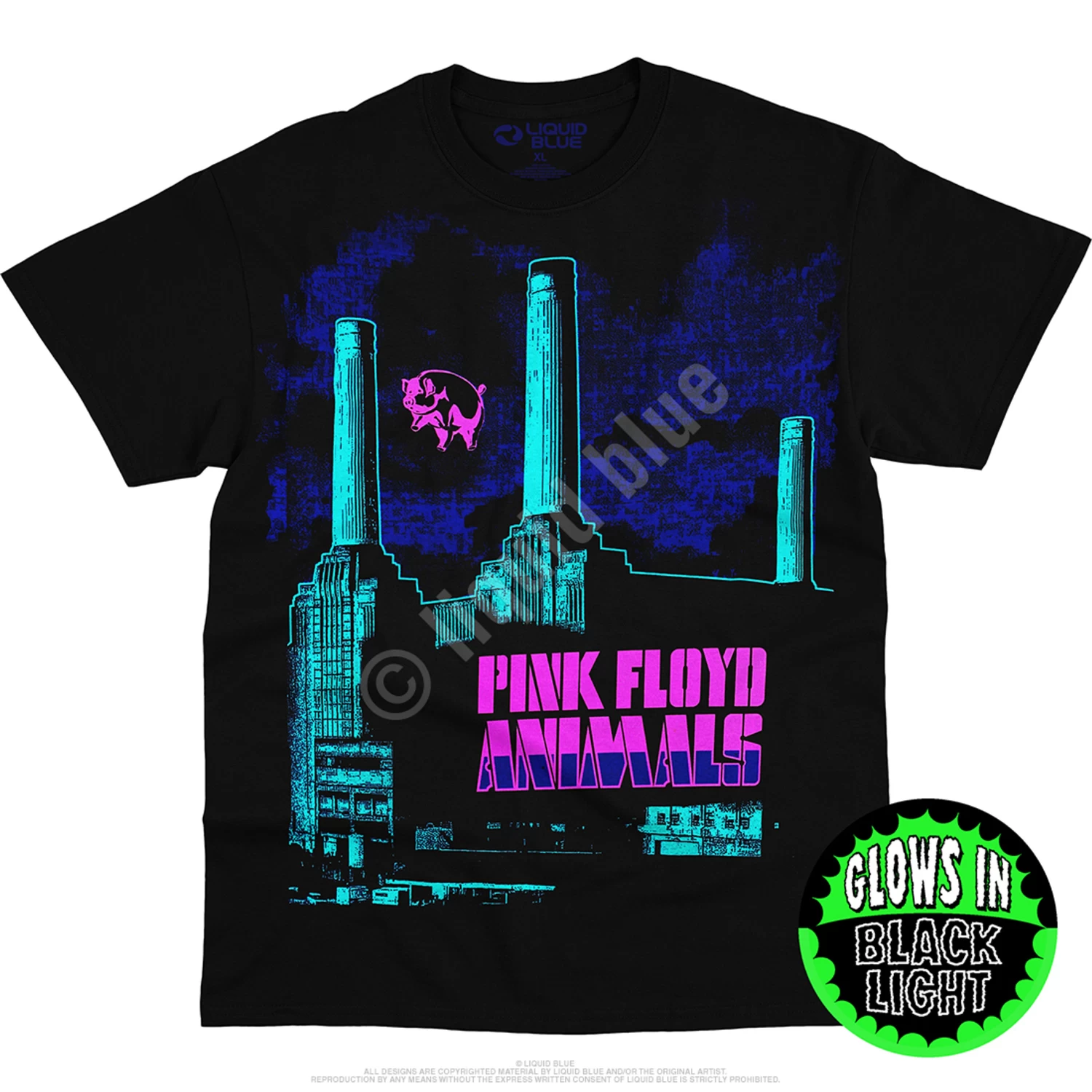 Pink Floyd Animals Blacklight Black T-Shirt - Image 3