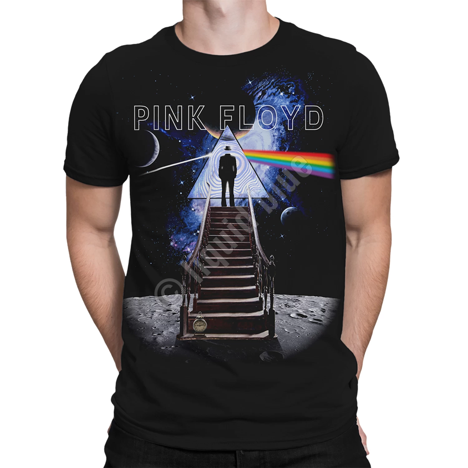 Pink Floyd Stairway To The Moon Black Athletic T-Shirt - Image 2