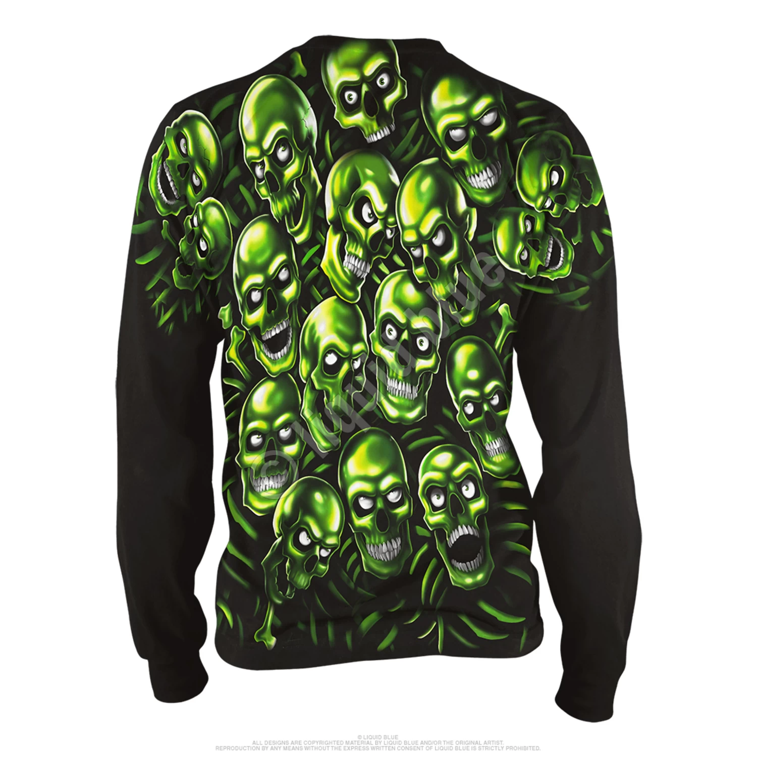 Skull Pile Black Long Sleeve T-Shirt - Image 3