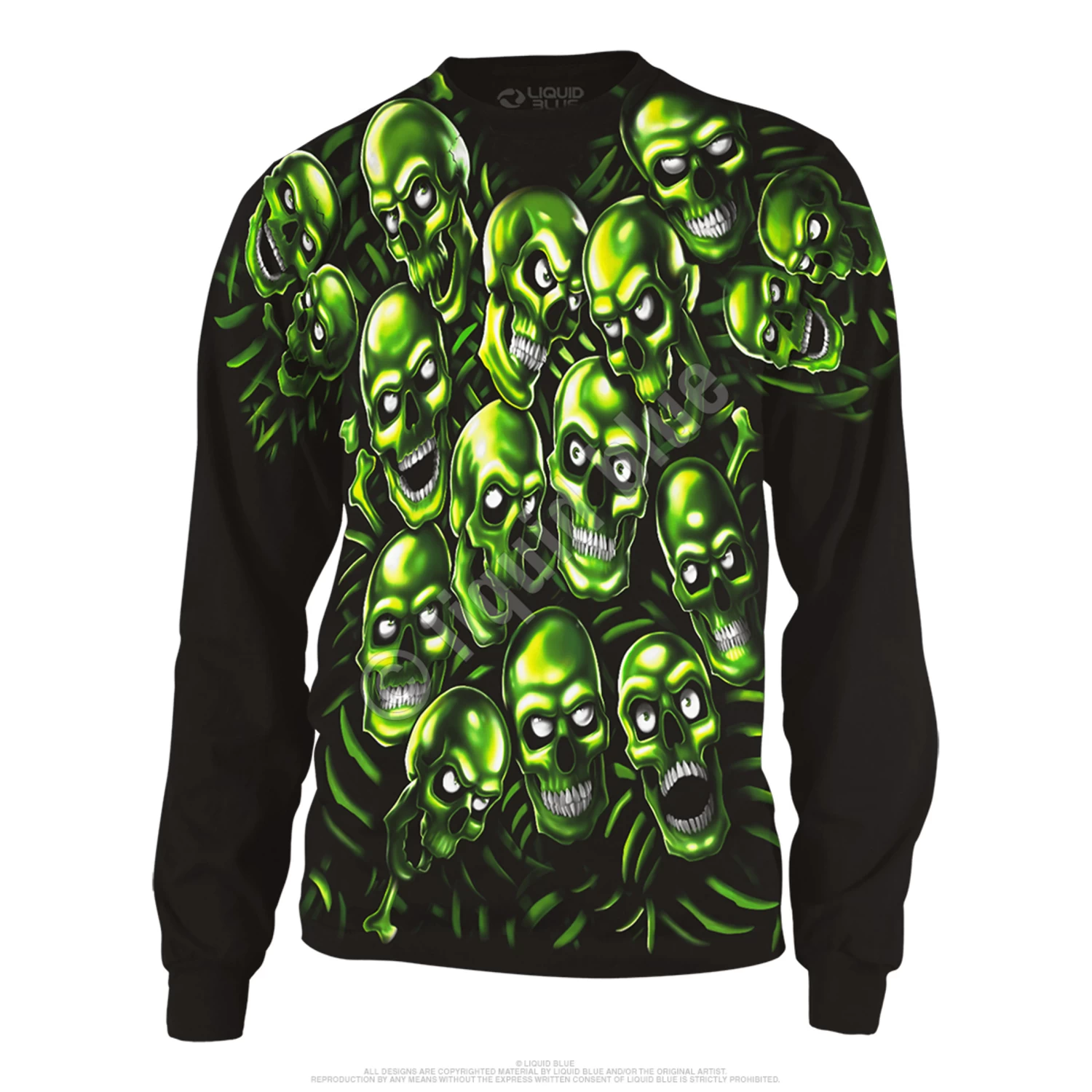Skull Pile Black Long Sleeve T-Shirt - Image 2
