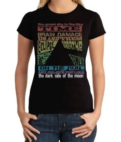 Pink Floyd Dark Side Tracks Black Juniors Long Length T-Shirt