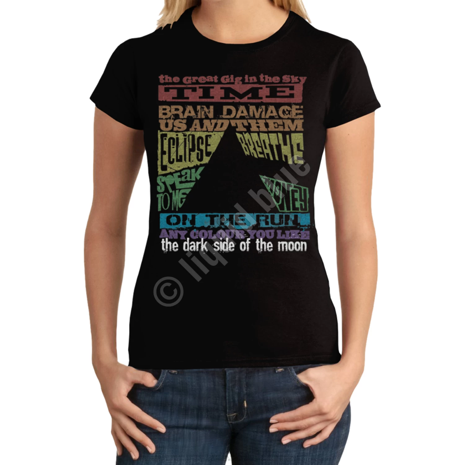 Pink Floyd Dark Side Tracks Black Juniors Long Length T-Shirt - Image 2