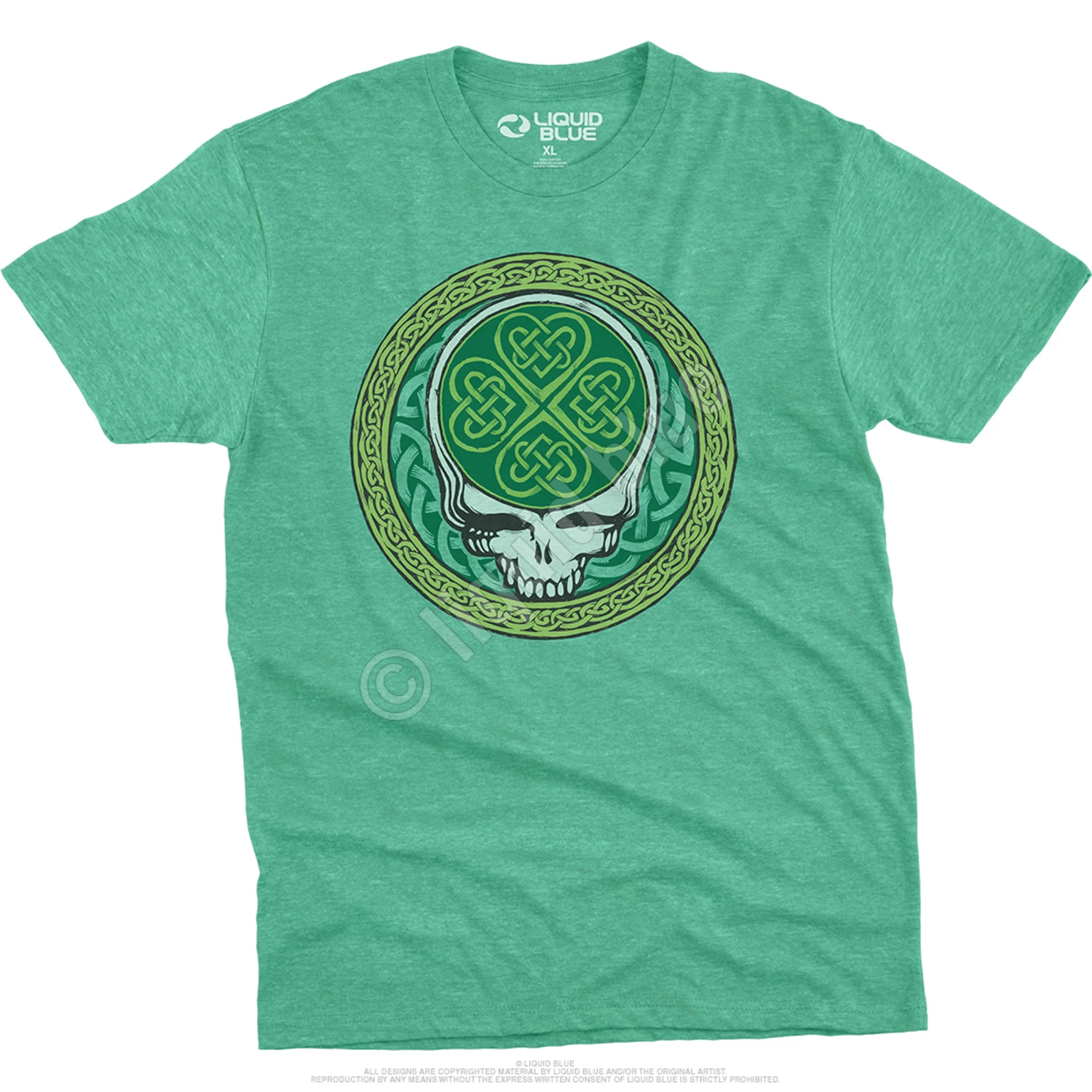 Celtic Shamrock SYF Poly Cotton Heather Green T-Shirt - Image 2