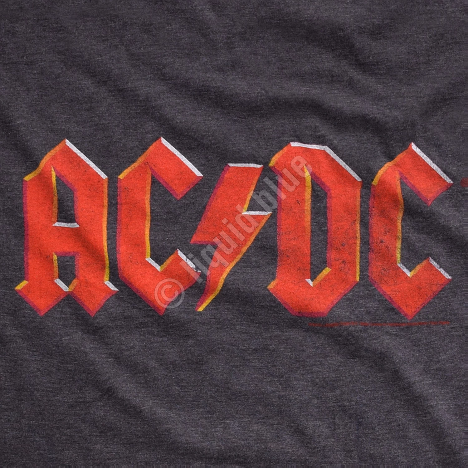 AC/DC Vintage Logo Dark Heather Poly-Cotton T-Shirt - Image 4
