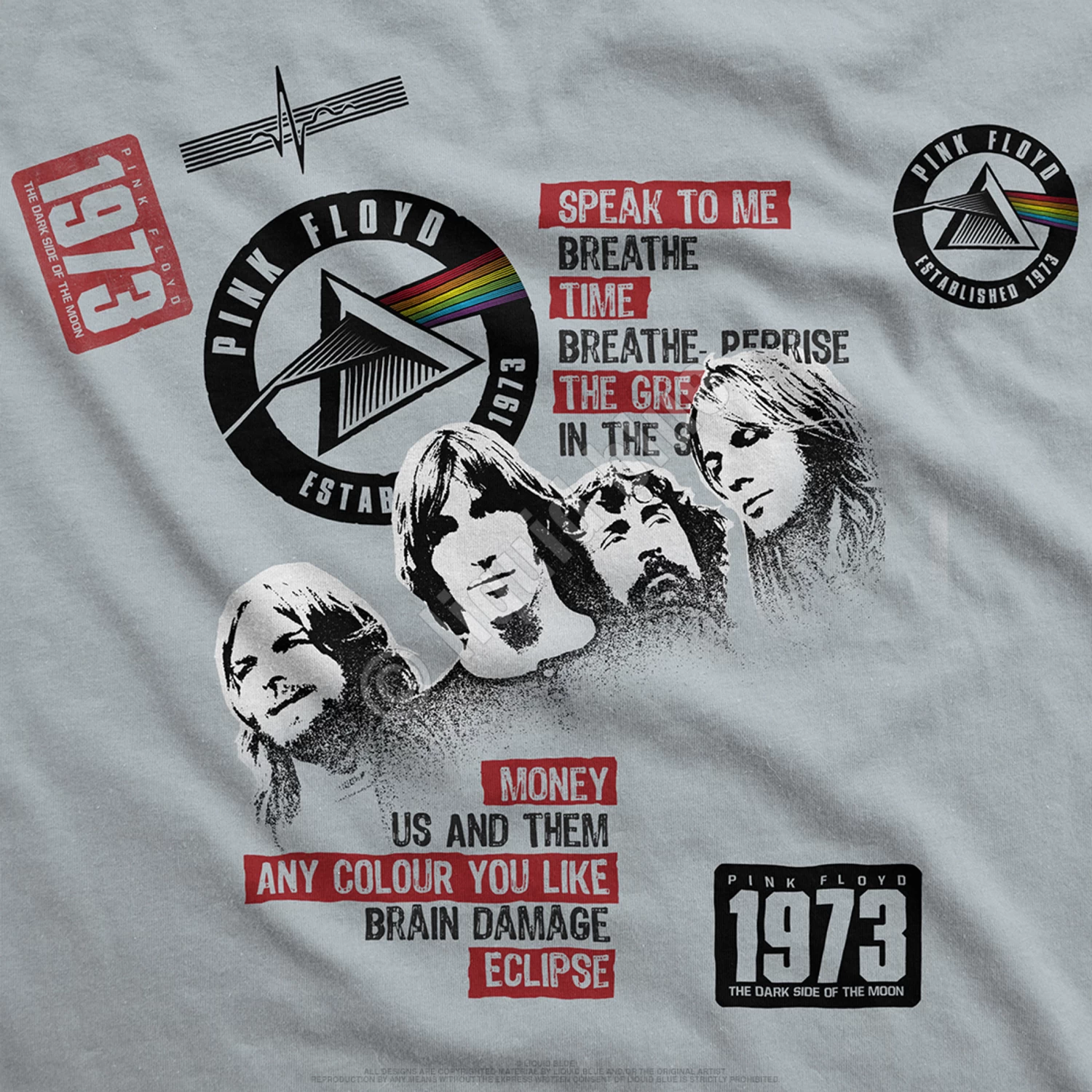 Pink Floyd Dark Side 1973 Grey T-Shirt - Image 5