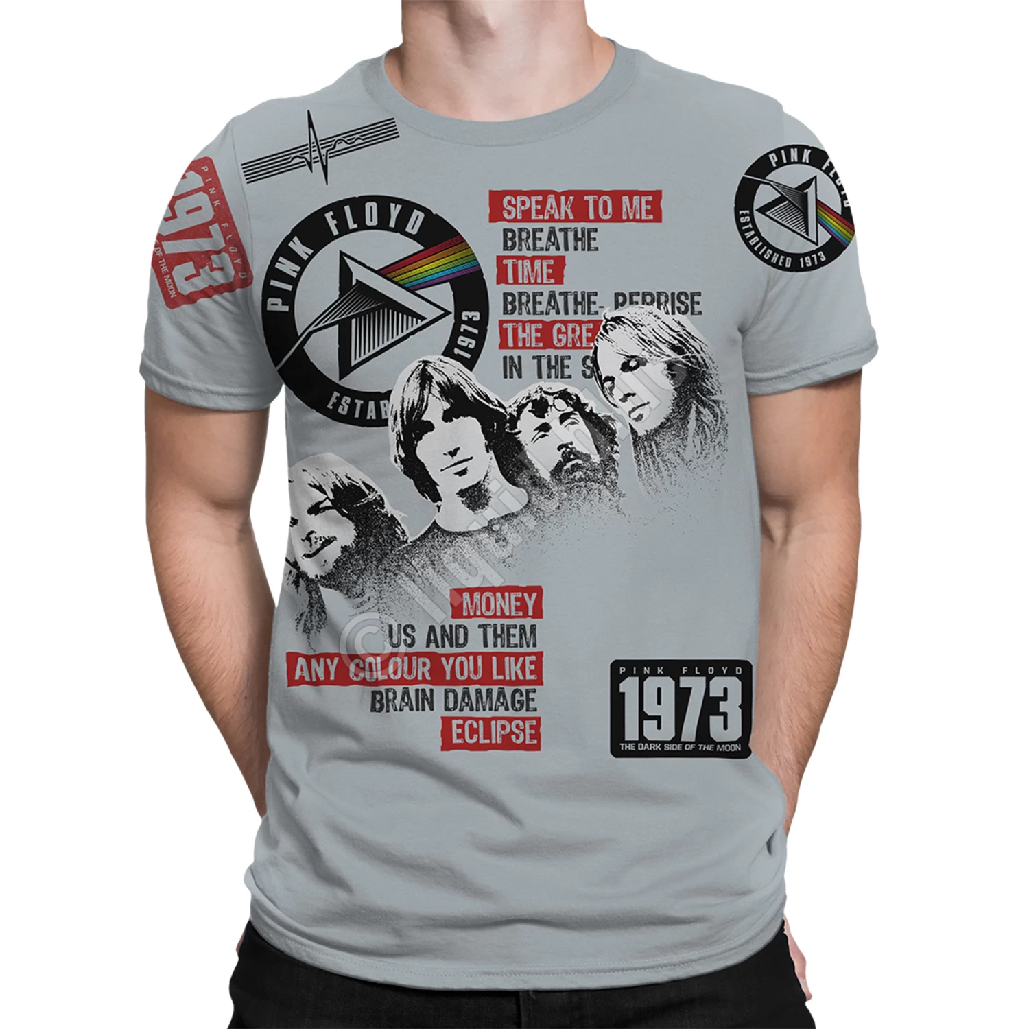 Pink Floyd Dark Side 1973 Grey T-Shirt - Image 2