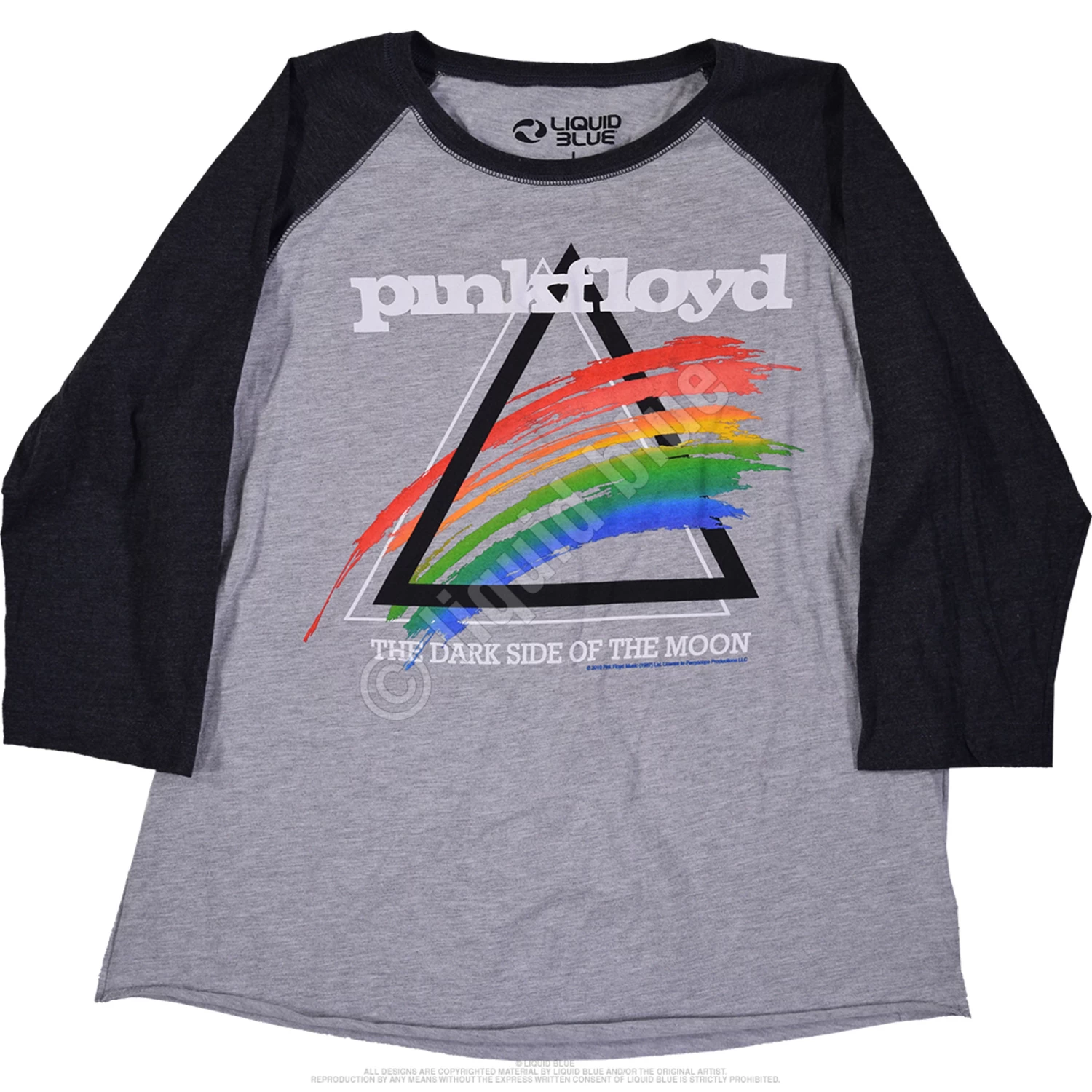 Pink Floyd Spectrum Splash Womens Raglan Heather Grey T-Shirt - Image 3