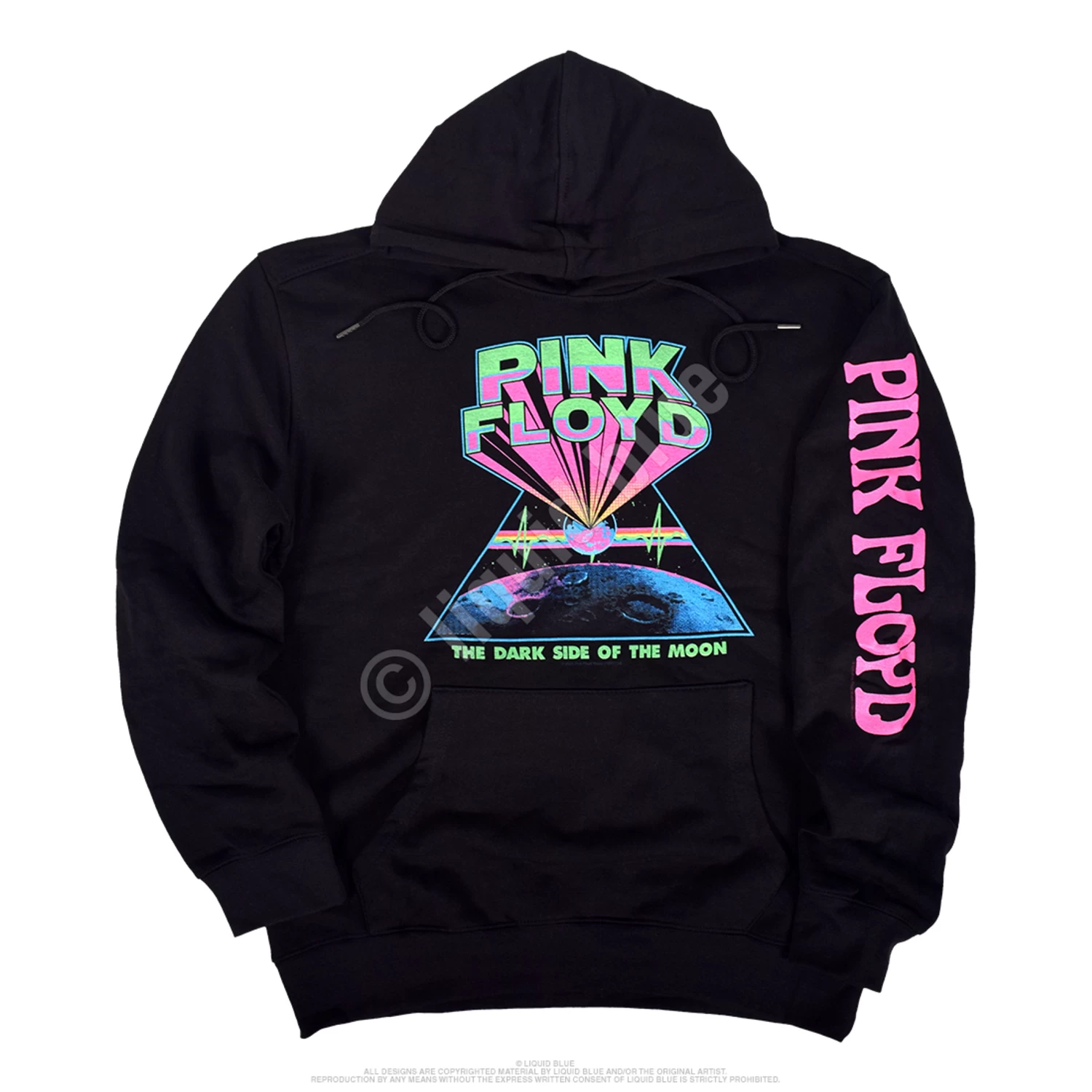 Pink Floyd Dark Side Blacklight Black Sleeve Printed Hoodie - Image 2