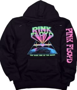 Pink Floyd Dark Side Blacklight Black Sleeve Printed Hoodie