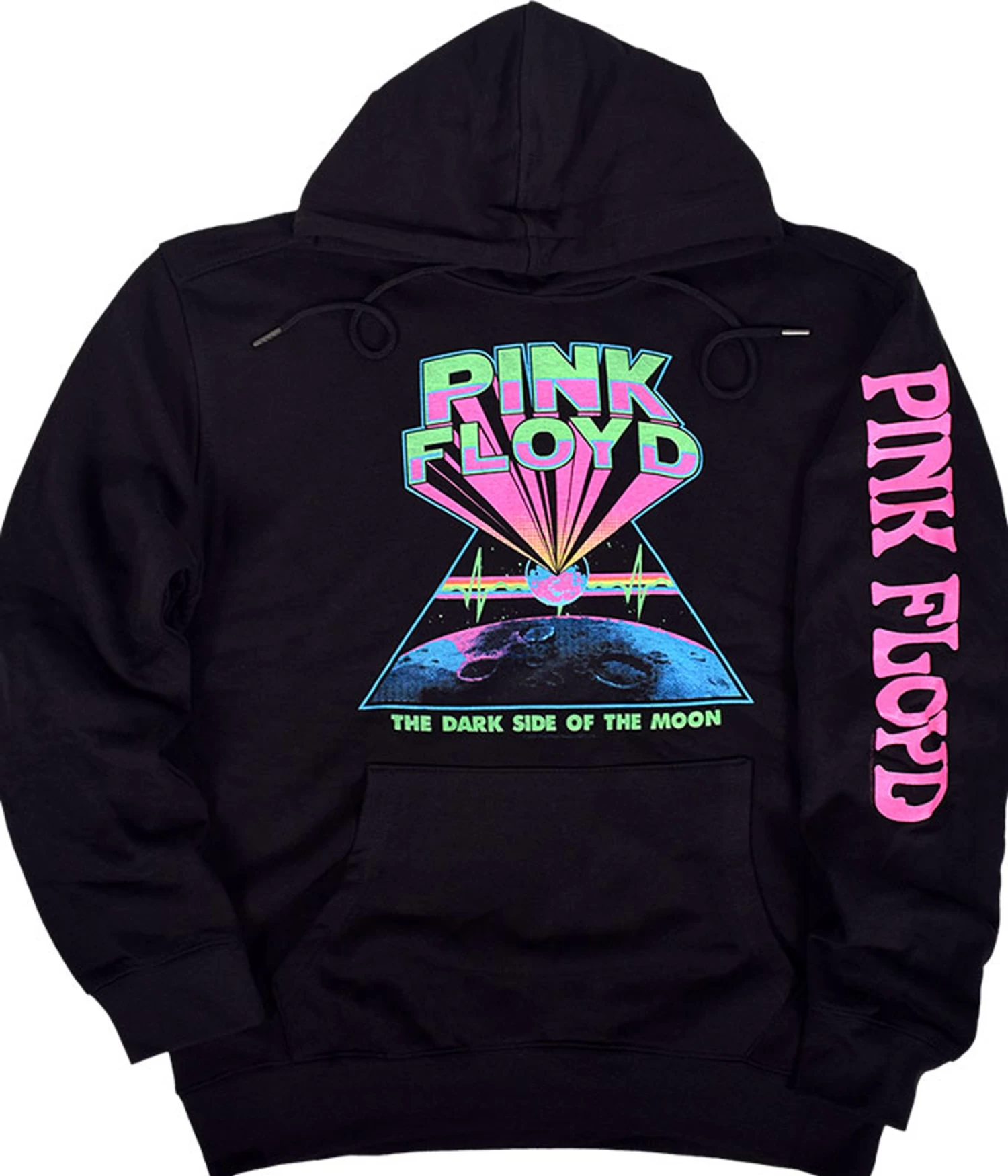 Pink Floyd Dark Side Blacklight Black Sleeve Printed Hoodie